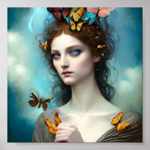 Abstract kleurrijk Butterfly Princess Poster