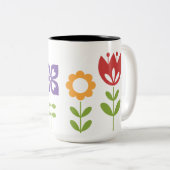 abstract-kleurrijk-decoratief-floraal tweekleurige koffiemok (Voorkant rechts)