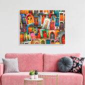 Abstract Kleurrijk  Deurpatroon Fine Art Canvas Afdruk (Insitu (Woonkamer))
