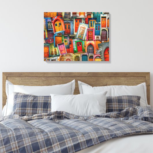 Abstract Kleurrijk  Deurpatroon Fine Art Canvas Afdruk (Insitu (Slaapkamer))