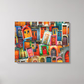 Abstract Kleurrijk  Deurpatroon Fine Art Canvas Afdruk (Voorkant)