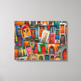 Abstract Kleurrijk  Deurpatroon Fine Art Canvas Afdruk