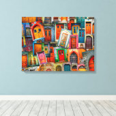 Abstract Kleurrijk  Deurpatroon Fine Art Canvas Afdruk (Insitu (Houten vloer))