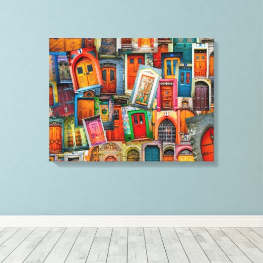 Abstract Kleurrijk  Deurpatroon Fine Art Canvas Afdruk (Insitu (Houten vloer))