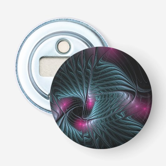 Abstract kleurrijk Fantasy Fractal Button Flesopener (Voorkant)