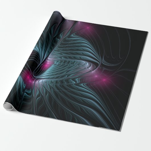 Abstract kleurrijk Fantasy Fractal Cadeaupapier (Uitgerold)