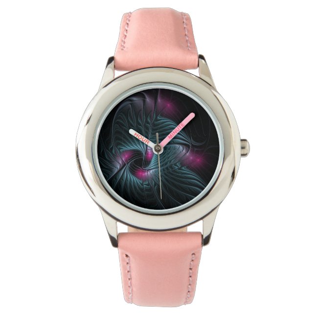 Abstract kleurrijk Fantasy Fractal Horloge (Voorkant)