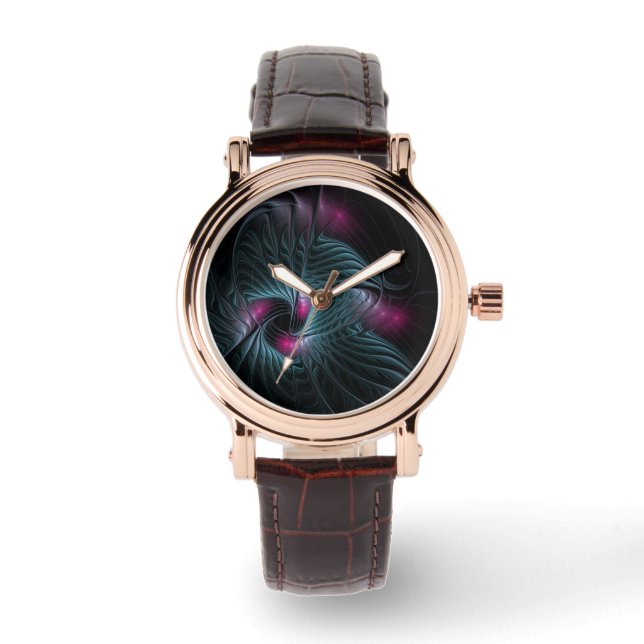 Abstract kleurrijk Fantasy Fractal Horloge (Voorkant)
