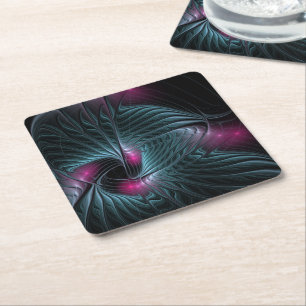 Abstract kleurrijk Fantasy Fractal Kartonnen Onderzetters