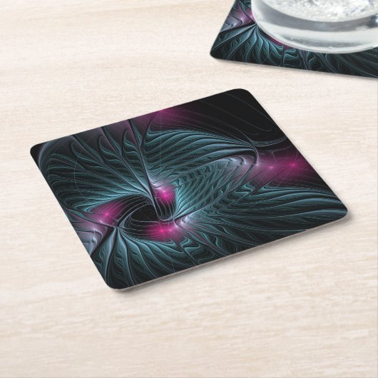 Abstract kleurrijk Fantasy Fractal Kartonnen Onderzetters (Schuin)