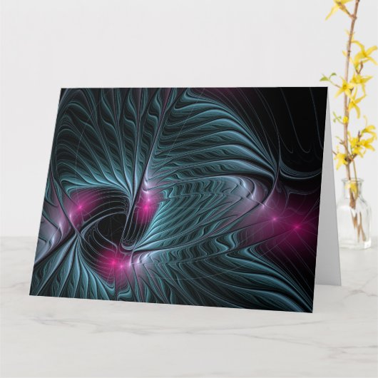 Abstract kleurrijk Fantasy Fractal Poster Kaart (Gele Bloem)
