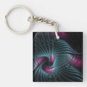 Abstract kleurrijk Fantasy Fractal Sleutelhanger