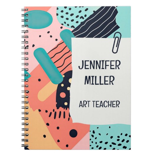 Abstract kleurrijk funky 80's Memphis stijlpatroon Notitieboek (Voorkant)