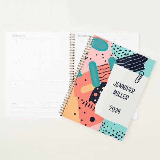 Abstract kleurrijk funky 80's Memphis stijlpatroon Planner (Display)
