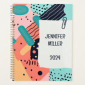 Abstract kleurrijk funky 80's Memphis stijlpatroon Planner (Voorkant)