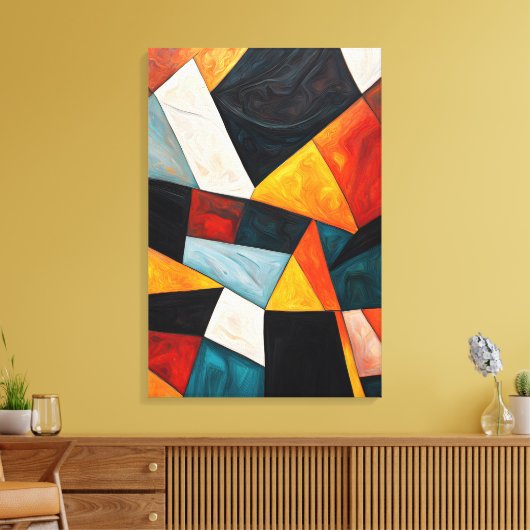 Abstract kleurrijk geometrisch canvas afdruk (Insitu (Woonkamer))