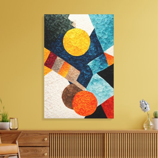 Abstract kleurrijk geometrisch canvas afdruk (Insitu (Woonkamer))