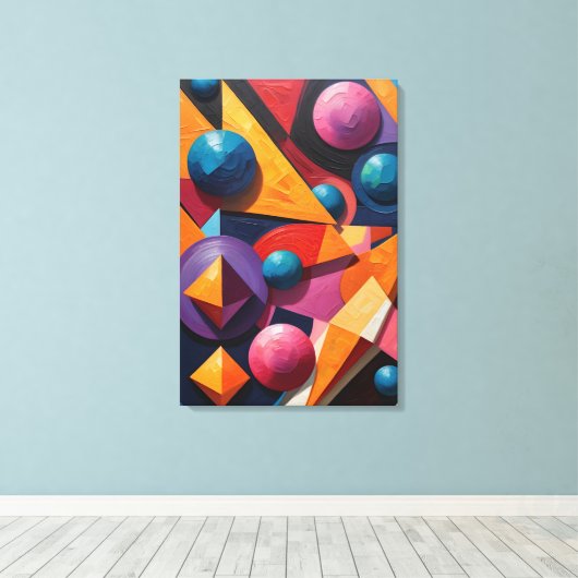 Abstract kleurrijk geometrisch canvas afdruk (Insitu (Houten vloer))