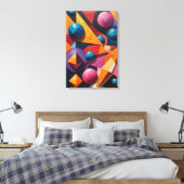Abstract kleurrijk geometrisch canvas afdruk (Insitu (Slaapkamer))