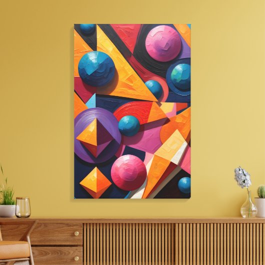 Abstract kleurrijk geometrisch canvas afdruk (Insitu (Woonkamer))