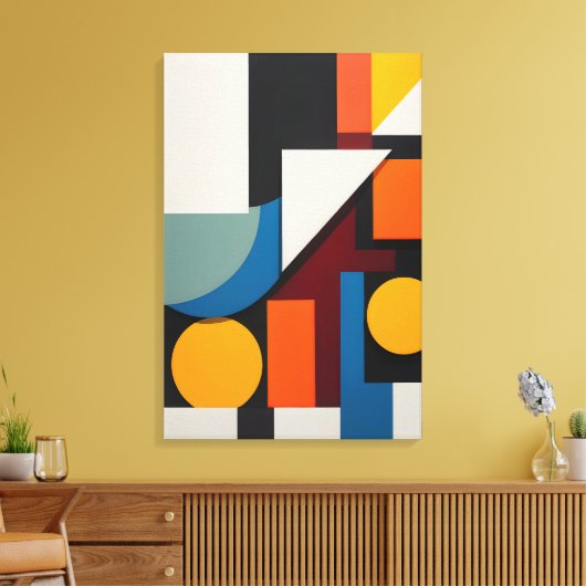 Abstract kleurrijk geometrisch canvas afdruk (Insitu (Woonkamer))
