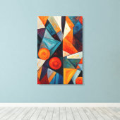 Abstract kleurrijk geometrisch canvas afdruk (Insitu (Houten vloer))