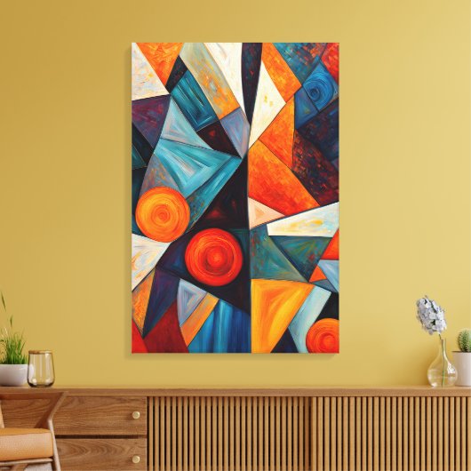 Abstract kleurrijk geometrisch canvas afdruk (Insitu (Woonkamer))