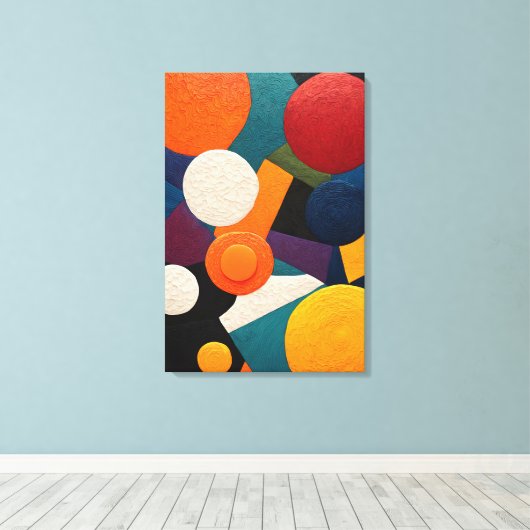 Abstract kleurrijk geometrisch canvas afdruk (Insitu (Houten vloer))