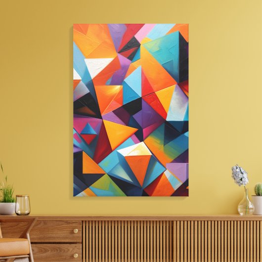 Abstract kleurrijk geometrisch canvas afdruk (Insitu (Woonkamer))