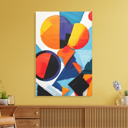 Abstract kleurrijk geometrisch canvas afdruk (Insitu (Woonkamer))