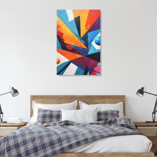 Abstract kleurrijk geometrisch canvas afdruk (Insitu (Slaapkamer))