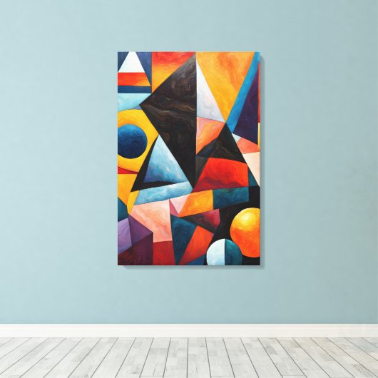 Abstract kleurrijk geometrisch canvas afdruk (Insitu (Houten vloer))