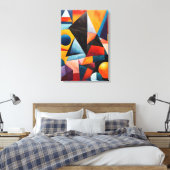 Abstract kleurrijk geometrisch canvas afdruk (Insitu (Slaapkamer))