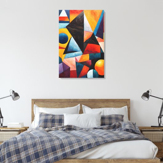 Abstract kleurrijk geometrisch canvas afdruk (Insitu (Slaapkamer))