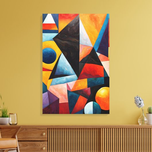Abstract kleurrijk geometrisch canvas afdruk (Insitu (Woonkamer))