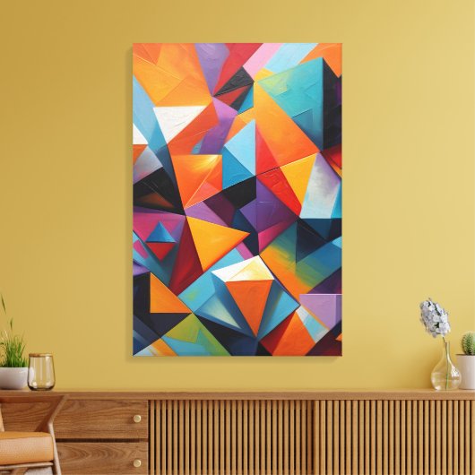 Abstract kleurrijk geometrisch canvas afdruk (Insitu (Woonkamer))