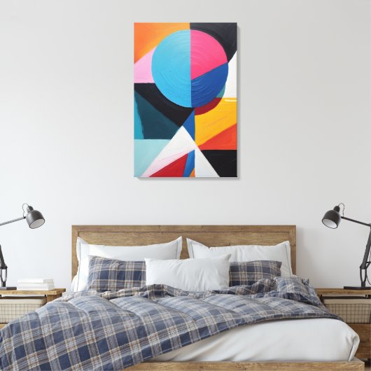 Abstract kleurrijk geometrisch canvas afdruk (Insitu (Slaapkamer))