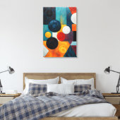 Abstract kleurrijk geometrisch canvas afdruk (Insitu (Slaapkamer))