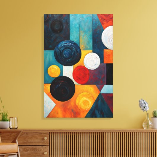 Abstract kleurrijk geometrisch canvas afdruk (Insitu (Woonkamer))