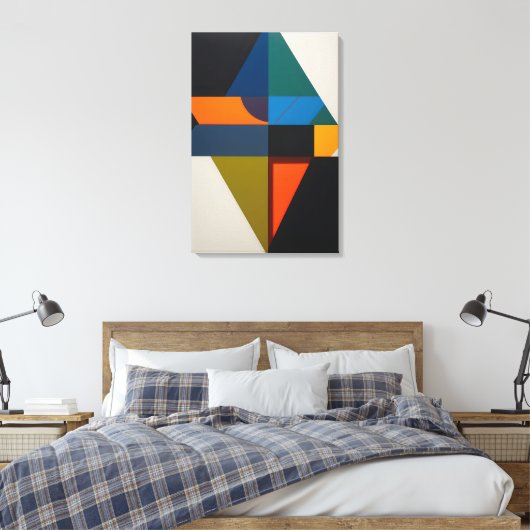 Abstract kleurrijk geometrisch canvas afdruk (Insitu (Slaapkamer))