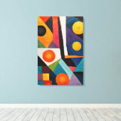 Abstract kleurrijk geometrisch canvas afdruk (Insitu (Houten vloer))