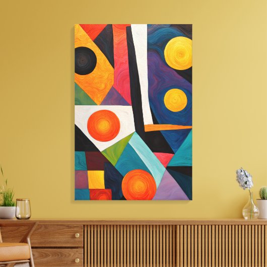Abstract kleurrijk geometrisch canvas afdruk (Insitu (Woonkamer))