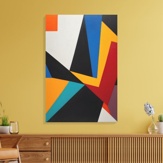 Abstract kleurrijk geometrisch canvas afdruk (Insitu (Woonkamer))