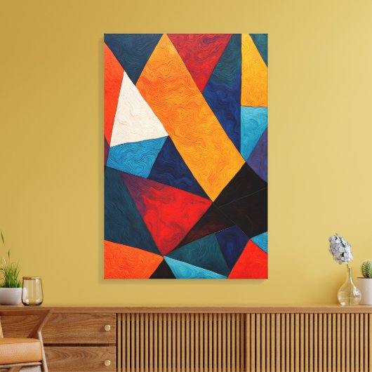 Abstract kleurrijk geometrisch canvas afdruk (Insitu (Woonkamer))