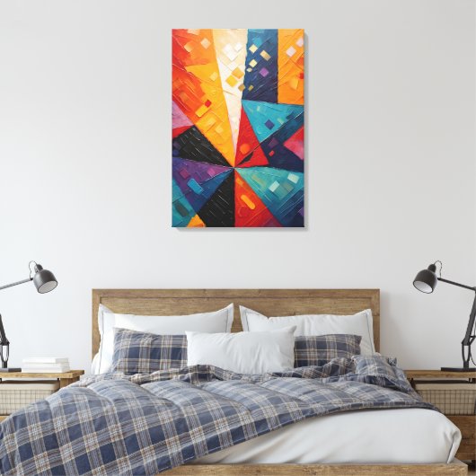 Abstract kleurrijk geometrisch canvas afdruk (Insitu (Slaapkamer))