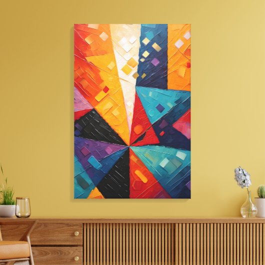 Abstract kleurrijk geometrisch canvas afdruk (Insitu (Woonkamer))