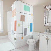 Abstract kleurrijk geometrisch douchegordijn (In situ)