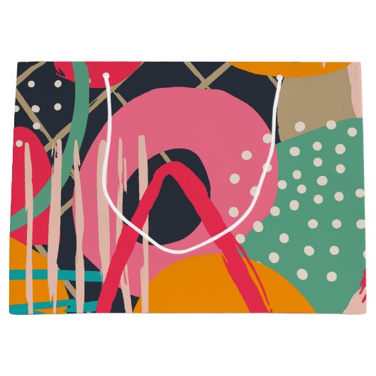 Abstract Kleurrijk Geometrisch Monogram Naam Ontwe Groot Cadeauzakje (Voorkant)