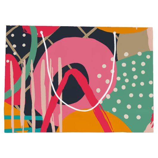 Abstract Kleurrijk Geometrisch Monogram Naam Ontwe Groot Cadeauzakje (Achterkant)