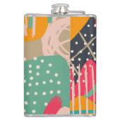 Abstract Kleurrijk Geometrisch Monogram Naam Ontwe Heupfles (Achterkant)